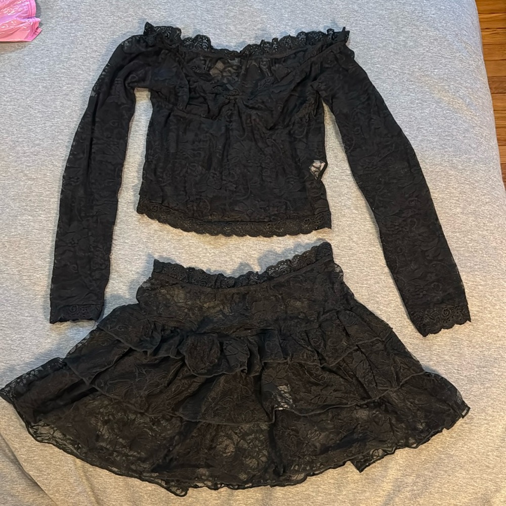 Matching black lace set